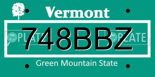 748BBZ Vermont License Plate