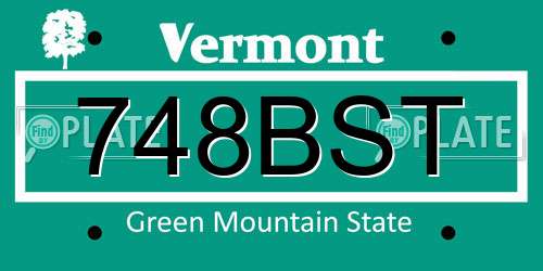 748BST Vermont License Plate