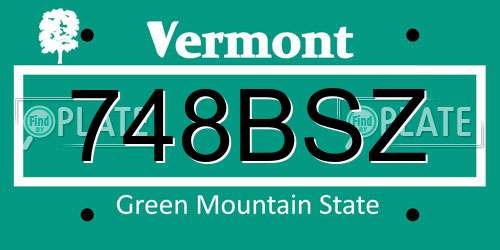 748BSZ Vermont License Plate