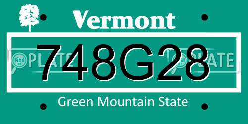 748G28 Vermont License Plate