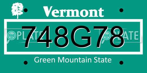 748G78 Vermont License Plate