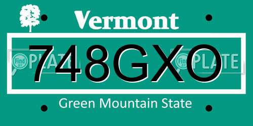 748GXO Vermont License Plate