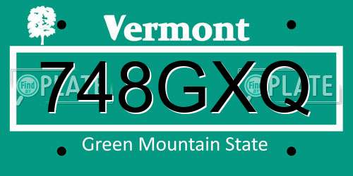 748GXQ Vermont License Plate