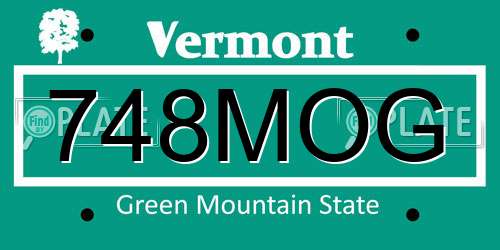 748MOG Vermont License Plate