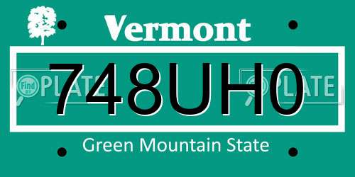 748UH0 Vermont License Plate