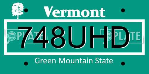 748UHD Vermont License Plate