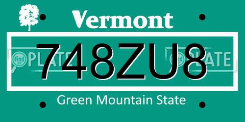 748ZU8 Vermont License Plate