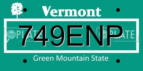 749ENP Vermont License Plate