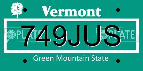 749JUS Vermont License Plate