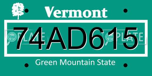 74AD615 Vermont License Plate