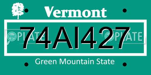 74AI427 Vermont License Plate
