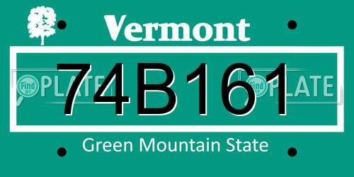 74B161 Vermont License Plate