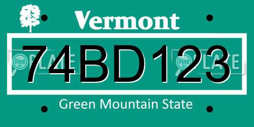 74BD123 Vermont License Plate
