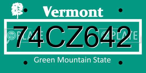74CZ642 Vermont License Plate