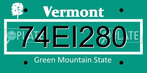 74EI280 Vermont License Plate