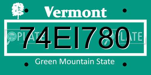 74EI780 Vermont License Plate