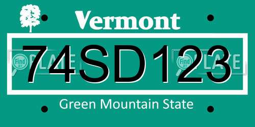 74SD123 Vermont License Plate