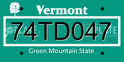74TD047 Vermont License Plate