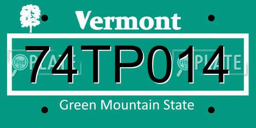74TP014 Vermont License Plate