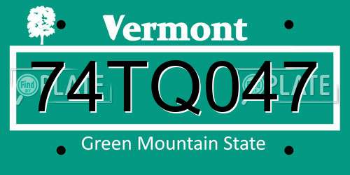 74TQ047 Vermont License Plate