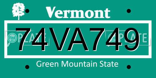 74VA749 Vermont License Plate