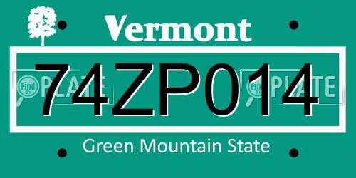 74ZP014 Vermont License Plate