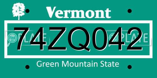 74ZQ042 Vermont License Plate