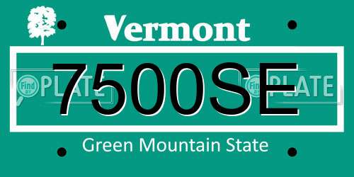 7500SE Vermont License Plate
