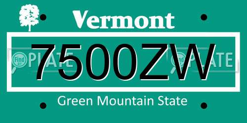7500ZW Vermont License Plate