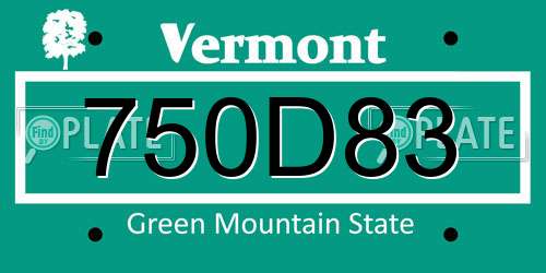 750D83 Vermont License Plate