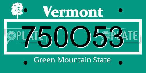750O53 Vermont License Plate