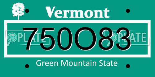 750O83 Vermont License Plate