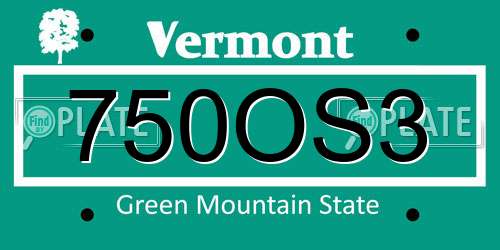 750OS3 Vermont License Plate