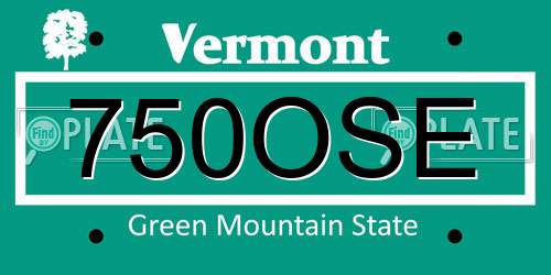 750OSE Vermont License Plate