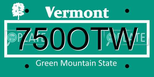 750OTW Vermont License Plate