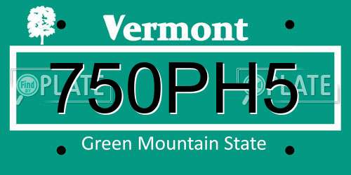 750PH5 Vermont License Plate