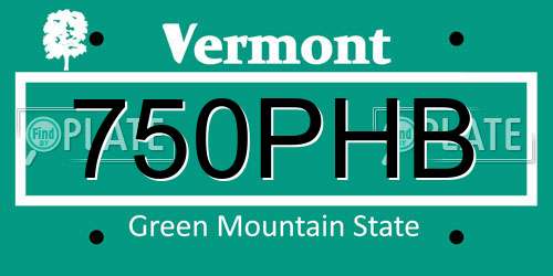 750PHB Vermont License Plate