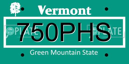 750PHS Vermont License Plate