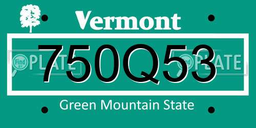 750Q53 Vermont License Plate
