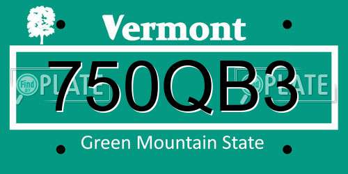 750QB3 Vermont License Plate