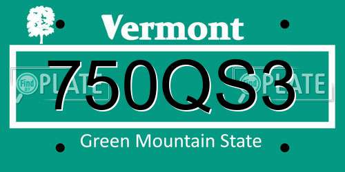 750QS3 Vermont License Plate
