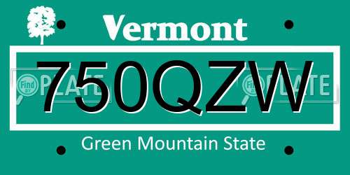 750QZW Vermont License Plate