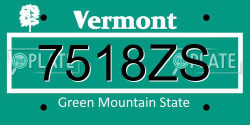 7518ZS Vermont License Plate