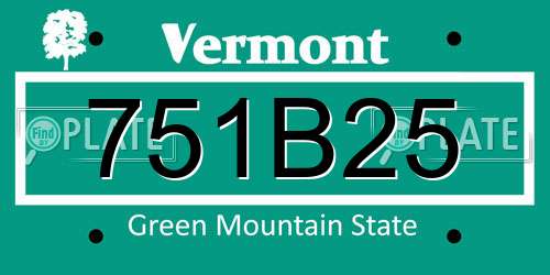 751B25 Vermont License Plate