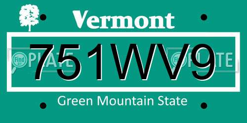 751WV9 Vermont License Plate