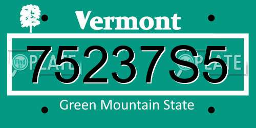75237S5 Vermont License Plate