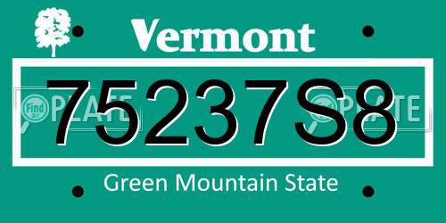 75237S8 Vermont License Plate