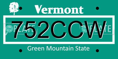 752CCW Vermont License Plate