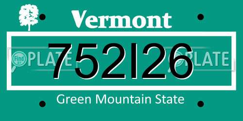 752I26 Vermont License Plate