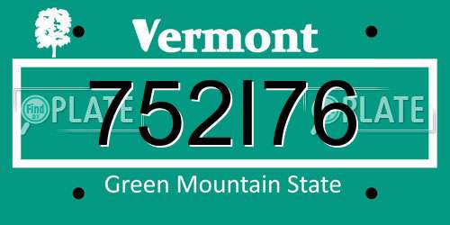 752I76 Vermont License Plate